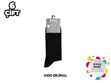 Pierre Cardin 536-Siyah Erkek Penye Likralı Çorap 6'lı