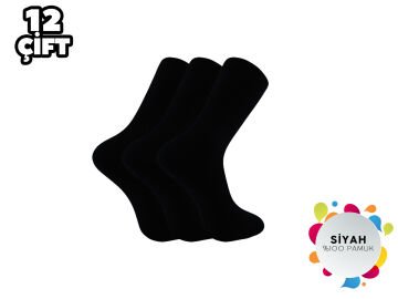 Gülsa Siyah Erkek Dikişsiz Penye Çorap 12'li