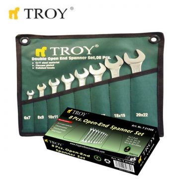 TROY 21508 Açık Ağız Anahtar Takımı - 8 Parça (6-22mm)