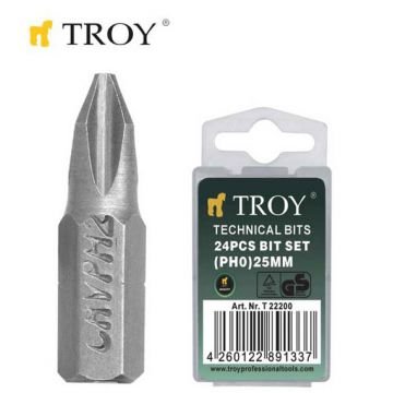 TROY 22208 Bits Uç Seti (Düz 6,0x25mm, 24Adet)