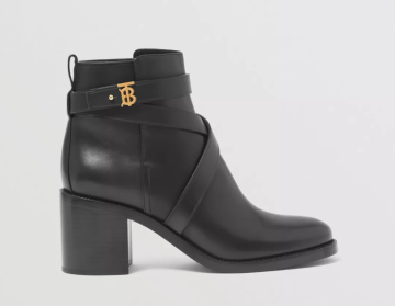 Monogram Motif Leather Ankle Boots - Bot, Siyah