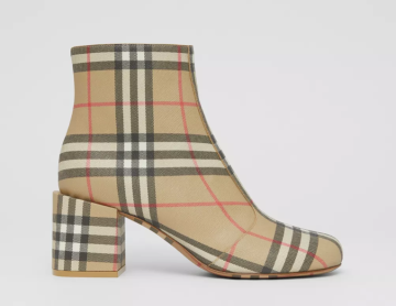 Vintage Check Block-heel Ankle Boots - Bot, Desenli