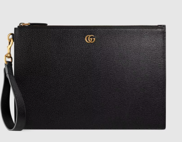 GG Marmont leather pouch - Çanta, Siyah