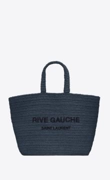 RIVE GAUCHE SUPPLE TOTE BAG IN RAFFIA CROCHET - Çanta, Lacivert