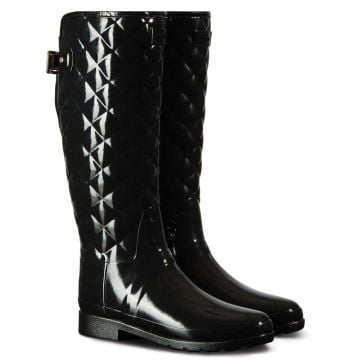Original Refined Quilted Gloss Rain Boots - Çizme, Siyah