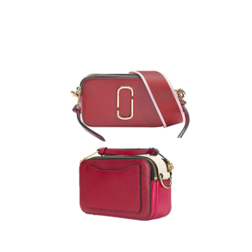 Snapshot Leather Messenger Bag - Çanta, Kırmızı