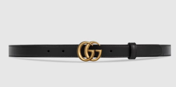 Leather belt with Double G buckle - Kemer, Siyah