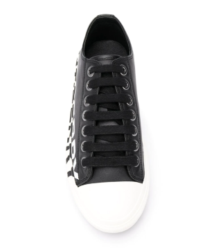 logo print lace-up sneakers - Ayakkabı, Siyah