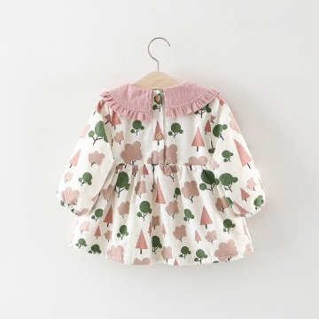 Bebe Yakalı Ağaç Desenli Mini Elbise