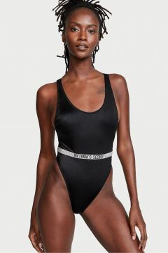 Very Sexy Shine Strap Belted Open Back Swimsuit - Mayo, Siyah
