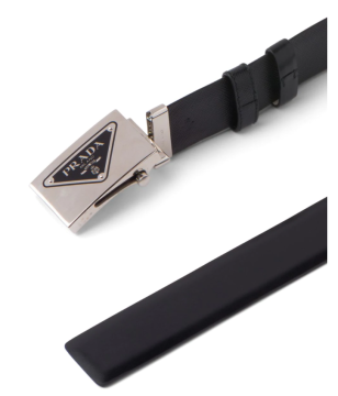 reversible logo-buckle leather belt - Kemer, Siyah