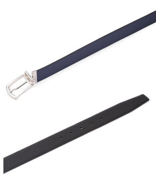 reversible Saffiano leather belt - Kemer, Siyah