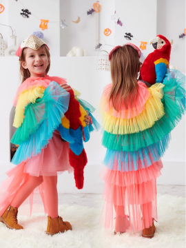 Parrot Fringed Tulle Costume - Papağan Pelerin Kostüm, Kırmızı Kuyruklu