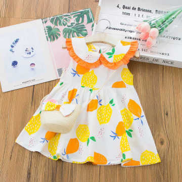 Limon Desenli Çantalı Elbise