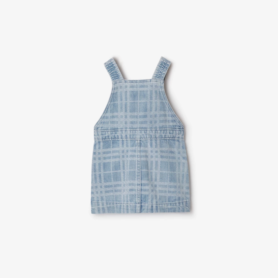 Check Denim Pinafore Dress - Salopet Elbise