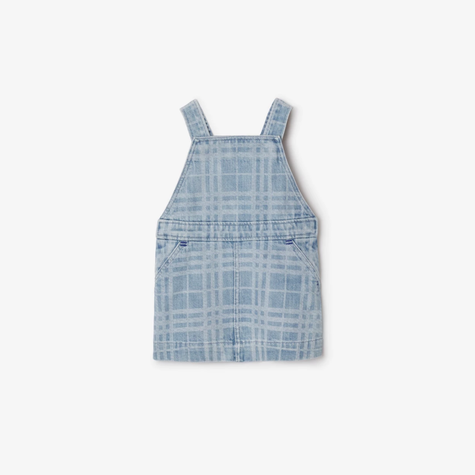 Check Denim Pinafore Dress - Salopet Elbise