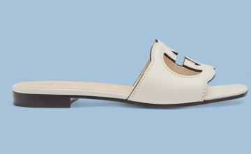 Women's Interlocking G cut-out slide sandal - Terlik, Beyaz