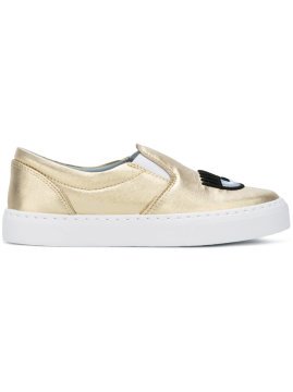 metallic slip-on sneakers - Ayakkabı, Gold