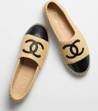 Braided Fabric Cap Toe CC Logo Espadrilles - Ayakkabı, Krem