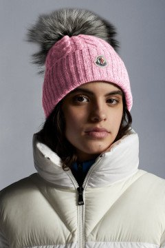 Beanie With Pom Pom - Bere, Pembe