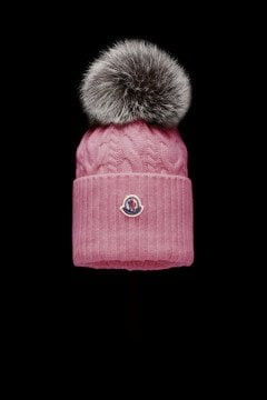 Beanie With Pom Pom - Bere, Pembe