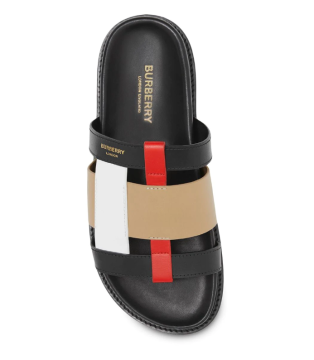 colour-block slide sandals - Terlik, Siyah