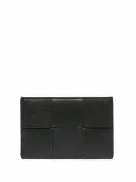 Intrecciato leather cardholder - Kartlık, Siyah