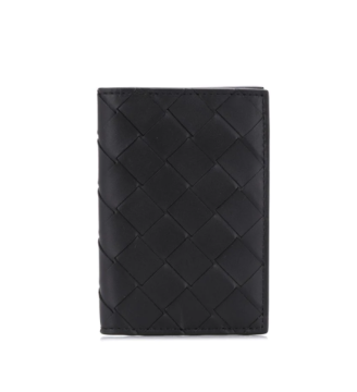 Intrecciato foldover cardholder - Cüzdan, Siyah