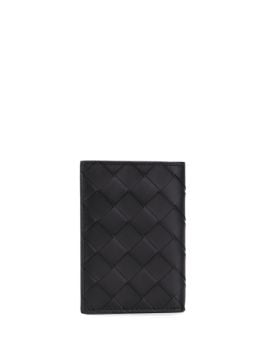 Intrecciato foldover cardholder - Cüzdan, Siyah