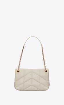 PUFFER SMALL CHAIN BAG IN QUILTED LAMBSKIN - Çanta, Beyaz