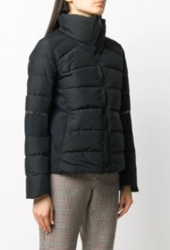 fitted logo patch puffer jacket - Mont, Siyah