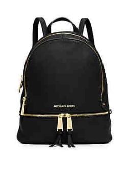 Rhea Zip Leather Backpack - Çanta, Siyah