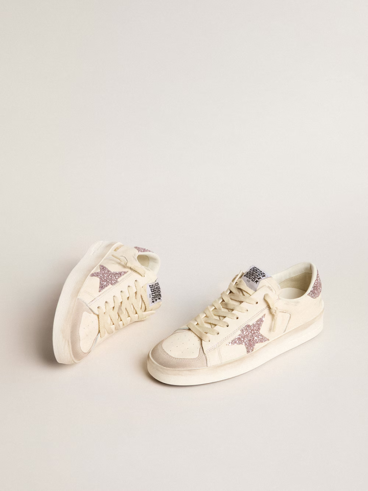 Stardan in nappa and suede with pink glitter star and heel tab - Ayakkabı
