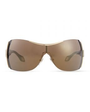 Rimless Shield Sunglasses with Plastic Arms - Güneş Gözlüğü, Gold