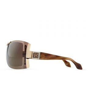 Rimless Shield Sunglasses with Plastic Arms - Güneş Gözlüğü, Gold