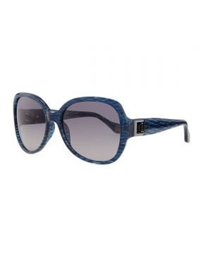 Round Plastic Sunglasses with Gradient Lens - Güneş Gözlüğü, Mavi