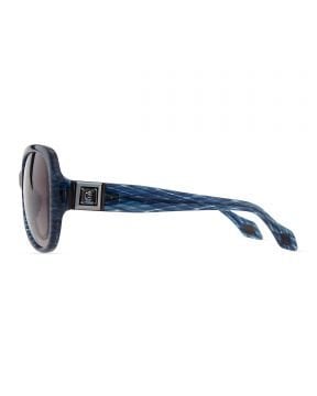 Round Plastic Sunglasses with Gradient Lens - Güneş Gözlüğü, Mavi