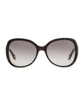 Round Plastic Sunglasses with Gradient Lens - Güneş Gözlüğü, Gri