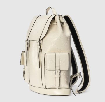 GG embossed backpack - Sırt Çantası, Beyaz