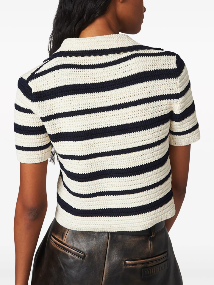 Striped knitted polo shirt - Üst Giyim