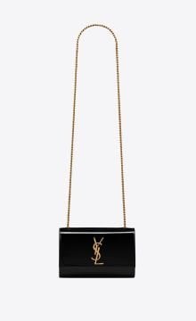 KATE SMALL CHAIN BAG IN LACQUERED PATENT LEATHER - Çanta, Siyah