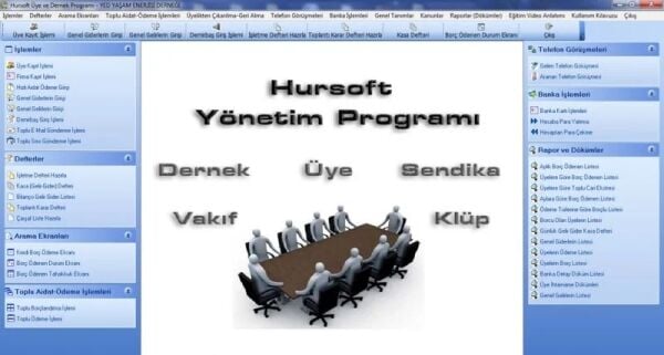 HURSOFT DERNEK TAKİP PROGRAMI (SINIRSIZ ÜYE KAYIT KAPASİTELİ)