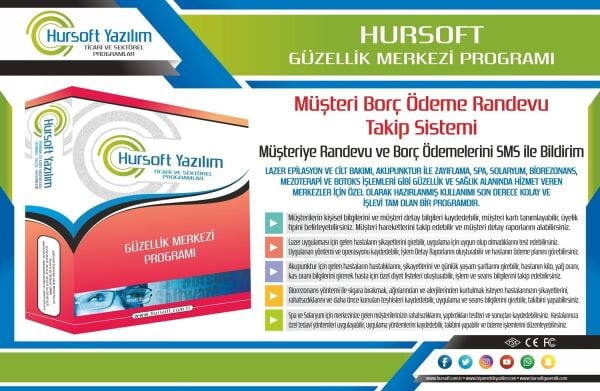 HURSOFT GÜZELLİK MERKEZİ YÖNETİM PROGRAMI (SINIRSIZ MÜŞTERİ KAYIT KAPASİTELİ)