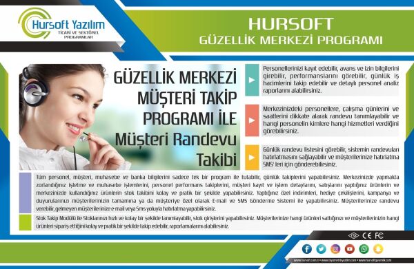 HURSOFT GÜZELLİK MERKEZİ YÖNETİM PROGRAMI (SINIRSIZ MÜŞTERİ KAYIT KAPASİTELİ)