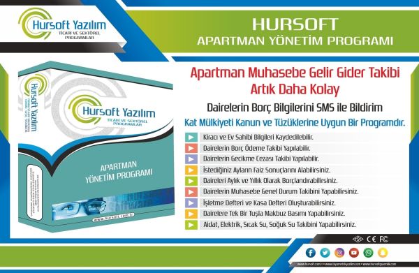 HURSOFT APARTMAN YÖNETİM PROGRAMI (30 DAİRE KAYIT KAPASİTELİ)