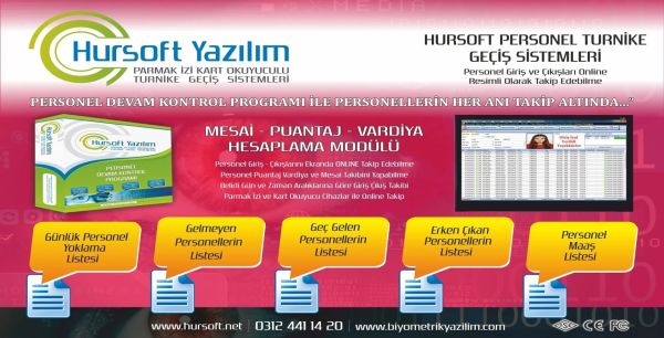 HURSOFT K70 PARMAK İZİ OKUYUCU (3000 PARMAK İZİ - 3000 KART OKUMA ÖZELLİĞİ) + HURSOFT PERSONEL DEVAM PROGRAMI ÜCRETSİZ