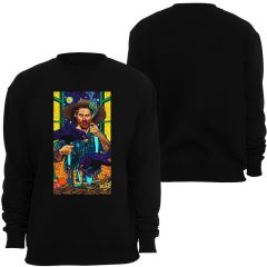 Vincent Van Gogh Baskılı Unisex Bisiklet Yaka Sweatshirt