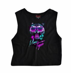 Kaplan Crop Top Baskılı Göbek Üstü-Yarım T-shirt