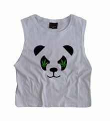 PANDA Baskılı Göbek Üstü-Yarım T-shirt