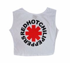 RED HOT CHILI PEPPERS Baskılı Göbek Üstü-Yarım T-shirt